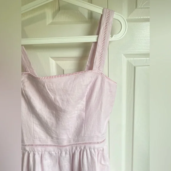 New Reformation Everett Midi Linen Sleeveless Dress - Size 6 Cherry Blossom Pink - Picture 6 of 12